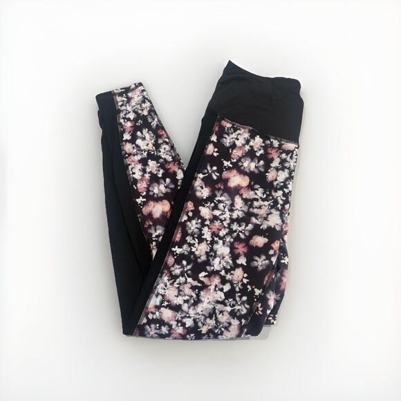 Splendid Floral Leggings Women’s Size Medium Black White Stretch Yoga Pants - Picture 4 of 7